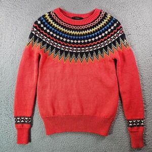 J‎ Crew Sweater Women XXS Fair Isle Wool Blend  Colorful Orange